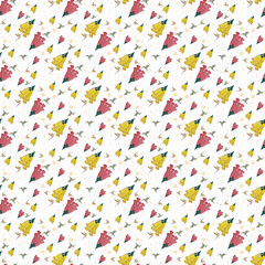 Yellow and pink tropical flowers seamless paper