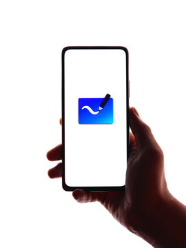 West Bangal, India - November 11, 2021 : Microsoft whiteboard logo on phone screen stock image.