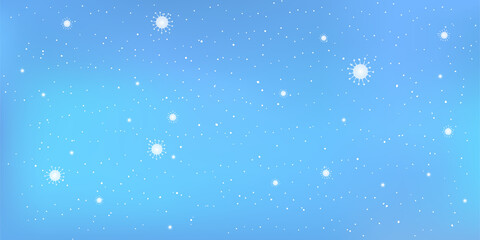 Fototapeta premium Coronavirus snowflakes, snowfall background. Winter holiday Christmas during coronavirus pandemic, seamless background