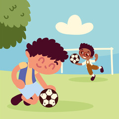 boys playing with soccer balls