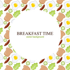 vector background with an illustration of breakfast dishes. Vector illustration