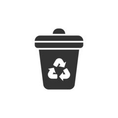Garbage bin icon in flat style. Recycle vector illustration on white isolated background. Trash basket sign business concept.