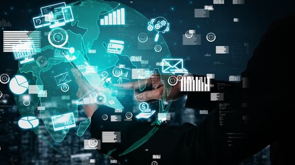 Digital Marketing Technology Solution for Online Business conceptual - Graphic interface showing...