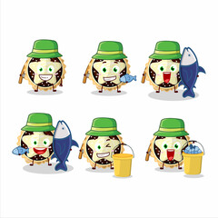 A fisherman star chocolate pie cartoon picture catch a big fish