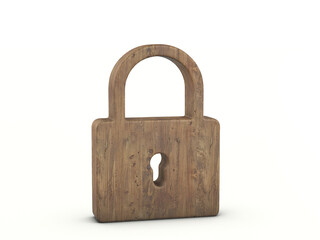 Wood padlock symbol