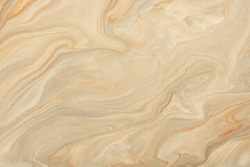 Abstract fluid art background light brown and beige colors. Liquid marble. Acrylic painting with sand pearl gradient.