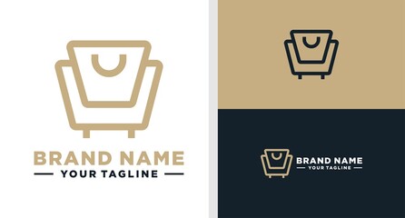 CHAIR LOGO SHOPPING BAG NEGATIVE SPACE FURNITURE EDITABLE