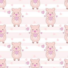cute pig seamless pattern background, vector illustration