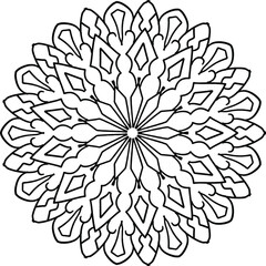 Black and white mandala design, meditation, yoga, icon, vector, illustration, coloring page 