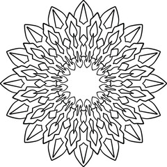 Black and white mandala design, meditation, yoga, icon, vector, illustration, coloring page 