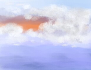 Naklejka na ściany i meble realistic white cloud on sunset background ep07