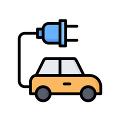 Electric Car Icon, Filled Line style icon vector illustration, Suitable for website, mobile app, print, presentation, infographic and any other project.