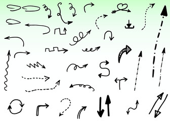 Doodle vector arrows set.  Hand drawn, Isolated 