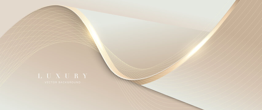 Luxury gold background vector. Abstract white and golden lines background with glow effect. Modern style wallpaper for poster, ads, sale banner, business presentation and packaging design.