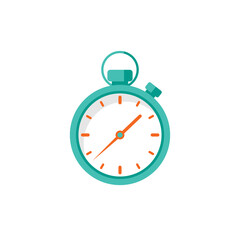 Blue stopwatch flat icon isolated on white. Fast time stop watch