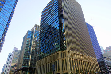 Fototapeta na wymiar Downtown Tokyo city, Business area, Buildings
