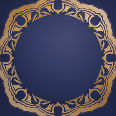 Business card in dark blue with abstract gold pattern for your business.