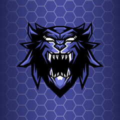 Futuristic tiger head esport logo mascot , this cool and fierce image is suitable for e - sport team logos or extreme sports like skateboard etc, can be used t-shirt or merchandise design