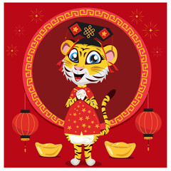 happy chinese new year 2022, year of the tiger, happy new year illustration for posters, cards, calendars, signs, banners, websites, public relations and other designs