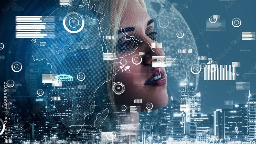 Poster conceptual business dashboard for financial data analysis . 3d render computer graphic .