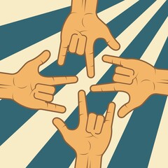 rock hand gesture vector background illustration concept design
