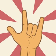 rock hand gesture vector background illustration concept design