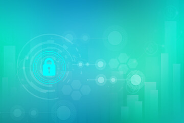 2d illustration lock security with futuristic background
