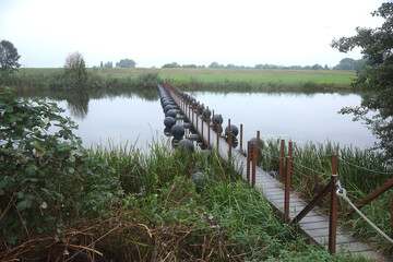 A  bridge especially for pedestrians in nature reserve Duursche Waarden, Overijssel, The Netherlands
