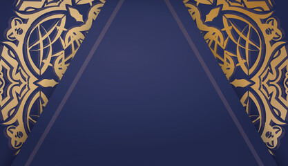 Dark blue banner with Greek gold ornaments and space for your logo or text