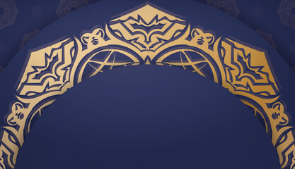 Dark blue banner with luxurious gold ornaments for design under your logo or text