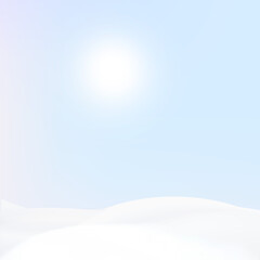 Winter Holiday Christmas Background with Sun. Morning Sky Blue Festive Wallpaper.