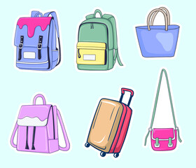 Colorful Hand Drawn Bags Illustration Collection