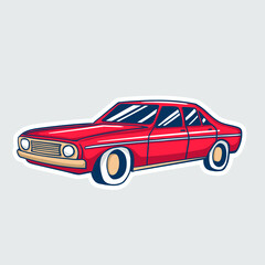 Plakat colorful hand drawn classic cars stickers