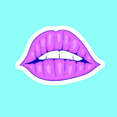 colorful hand drawn lips stickers