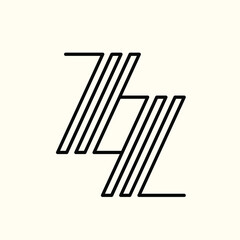 ZZ monogram logo.Letter z typographic icon.Lettering sign isolated on light background.Alphabet initials.Modern, design, geometric, minimalist, web, tech style.