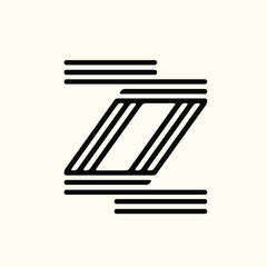 ZZ monogram logo.Letter z typographic icon.Lettering sign isolated on light background.Alphabet initials.Modern, design, geometric, minimalist, web, tech style.Overlapping lunes.