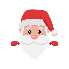 Black head of santa clous in white background. Vector illustration