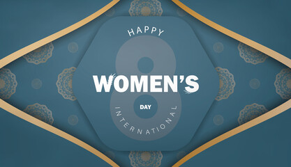 Flyer 8 march blue with winter gold pattern