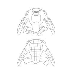 Clothes for ATV Motorcycle, snowboard, climber, Protection, Armor  Safety Gear, Back Protection. Vector art.  