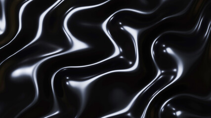 Black metal texture with waves, liquid dark metallic background