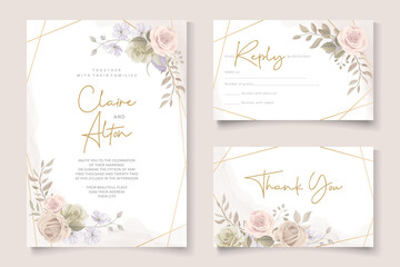 Obraz na płótnie Canvas Beautiful roses invitation card template