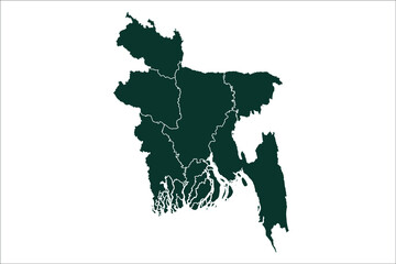 Bangladesh map Sacramento green Color on White Backgound