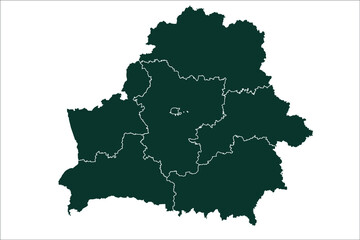 Belarus map Sacramento green Color on White Backgound