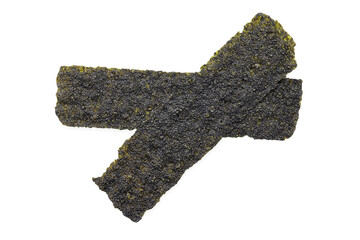 Crispy Nori Seaweed, Sheet of dried seaweed isolated on white background with Clipping path.