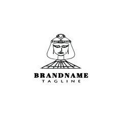 cleopatra logo cartoon design template icon black isolated cute illustration