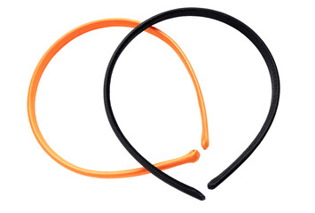 Hair band, orange and black headband or hair hoop isolated on white background with clipping path.
