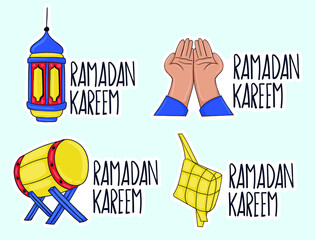 Colorful Hand Drawn Ramadan kareem Sticker Collection