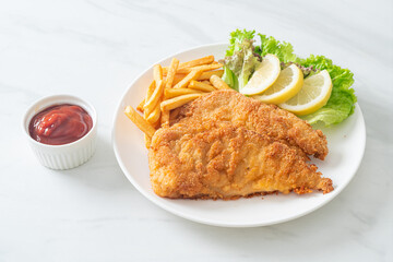 Homemade Breaded Weiner Schnitzel with Potato Chips