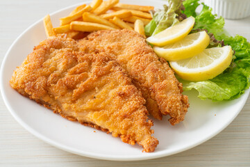 Homemade Breaded Weiner Schnitzel with Potato Chips