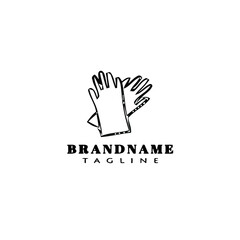 glove logo cartoon design template icon black isolated illustration